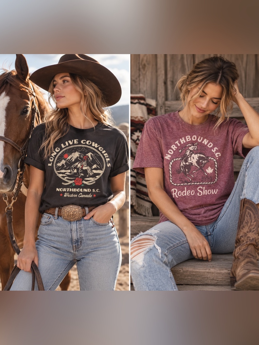 Lot/2 western themed T shirts